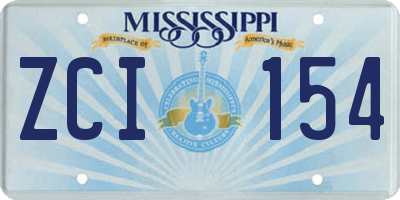 MS license plate ZCI154