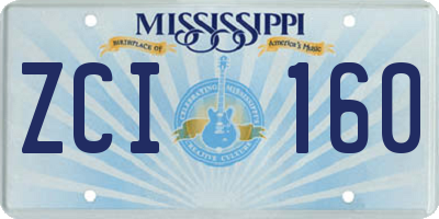 MS license plate ZCI160
