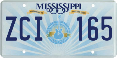 MS license plate ZCI165