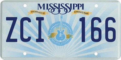 MS license plate ZCI166