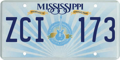 MS license plate ZCI173