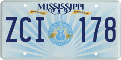 MS license plate ZCI178