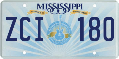 MS license plate ZCI180