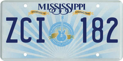 MS license plate ZCI182