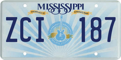 MS license plate ZCI187
