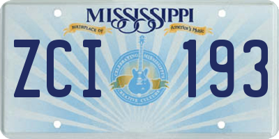 MS license plate ZCI193