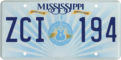 MS license plate ZCI194
