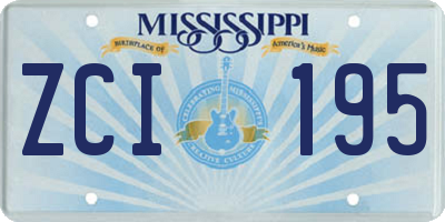 MS license plate ZCI195