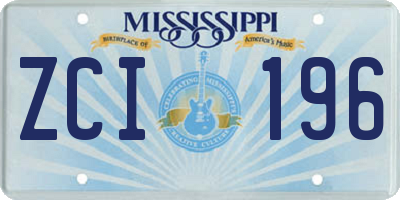 MS license plate ZCI196