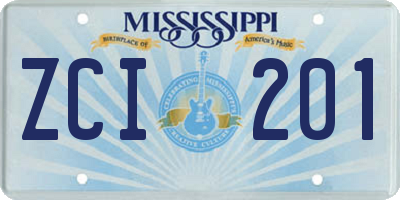 MS license plate ZCI201