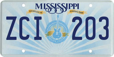 MS license plate ZCI203