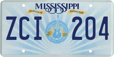 MS license plate ZCI204