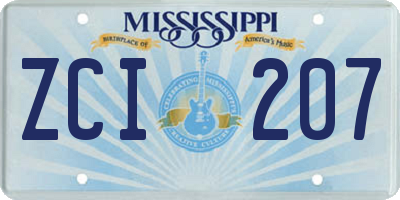 MS license plate ZCI207