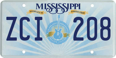 MS license plate ZCI208