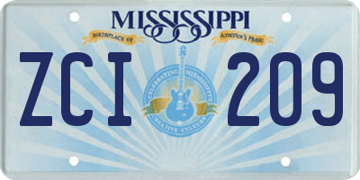 MS license plate ZCI209