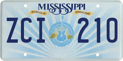 MS license plate ZCI210