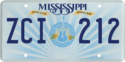 MS license plate ZCI212
