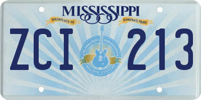 MS license plate ZCI213