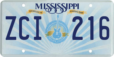 MS license plate ZCI216