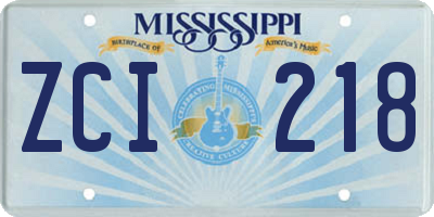 MS license plate ZCI218
