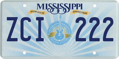 MS license plate ZCI222