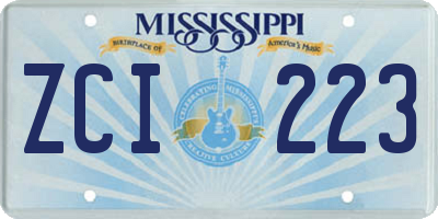 MS license plate ZCI223