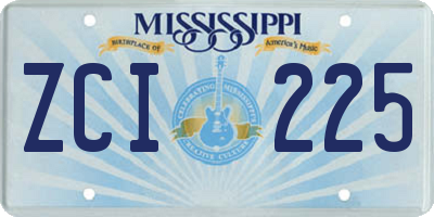 MS license plate ZCI225
