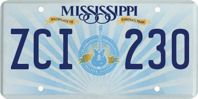 MS license plate ZCI230