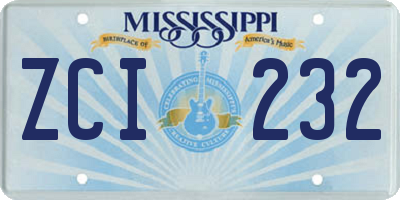 MS license plate ZCI232