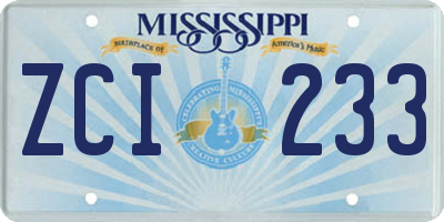 MS license plate ZCI233