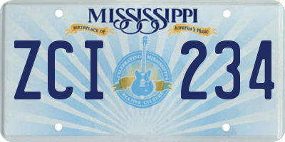 MS license plate ZCI234