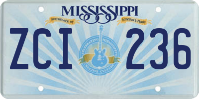 MS license plate ZCI236