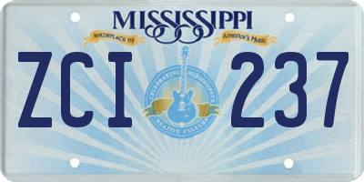 MS license plate ZCI237
