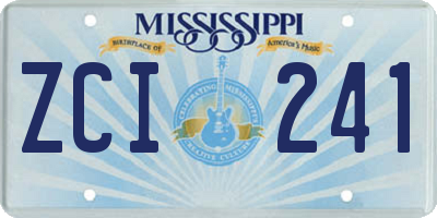 MS license plate ZCI241