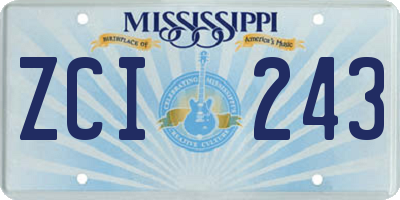 MS license plate ZCI243