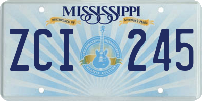 MS license plate ZCI245