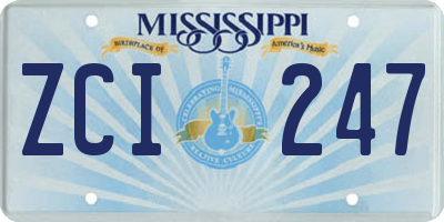 MS license plate ZCI247