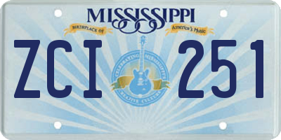 MS license plate ZCI251