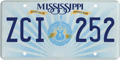 MS license plate ZCI252