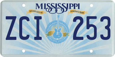 MS license plate ZCI253