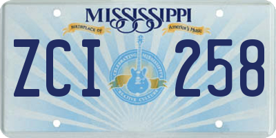 MS license plate ZCI258