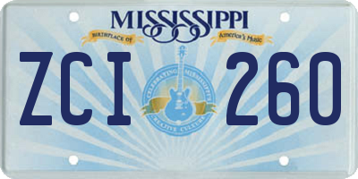 MS license plate ZCI260