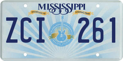MS license plate ZCI261