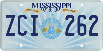 MS license plate ZCI262