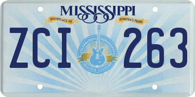 MS license plate ZCI263