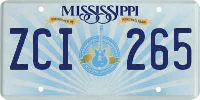 MS license plate ZCI265