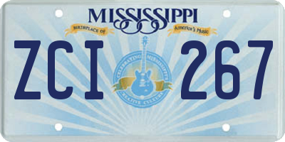 MS license plate ZCI267