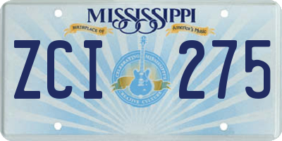 MS license plate ZCI275