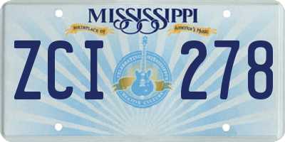 MS license plate ZCI278