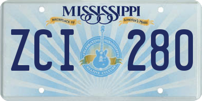 MS license plate ZCI280